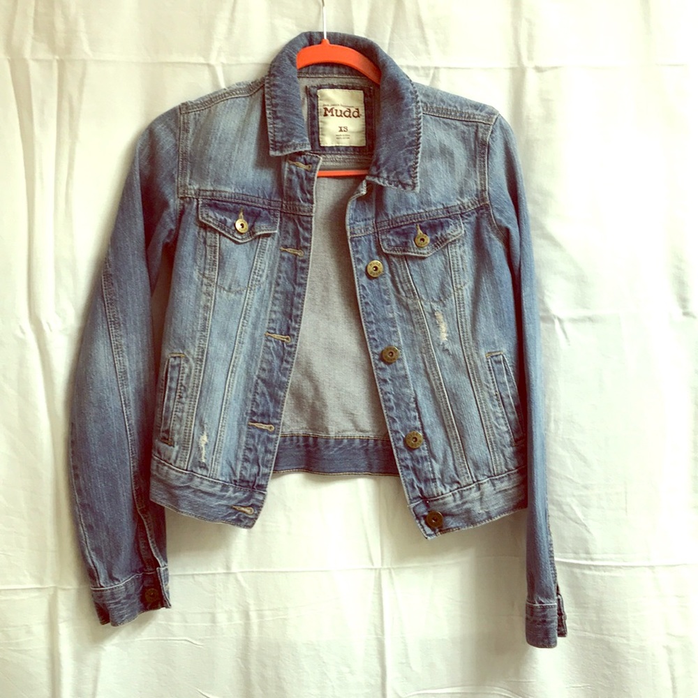 Distressed denim jacket